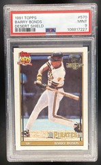 BARRY BONDS 1991 TOPPS #570 DESERT SHIELD PIRATES PSA 9