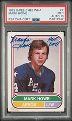 1975-76 O-Pee-Chee WHA – Mark Howe #7 Rookie RC Autograph PSA 1 Auto 10 HOF