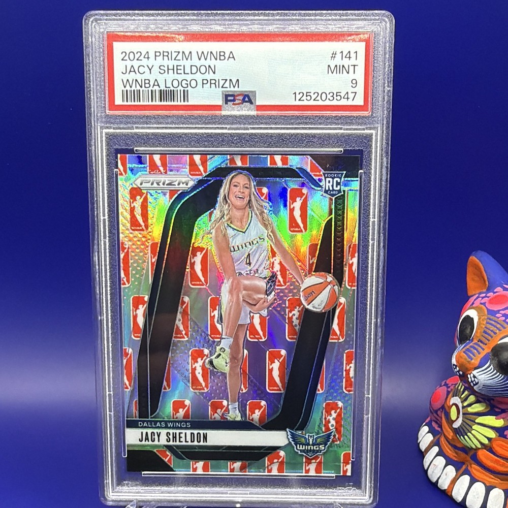 🔥Panini 2024 Prizm WNBA Jacy Sheldon Dallas Wings #141 WNBA Logo Prizm RC PSA 9