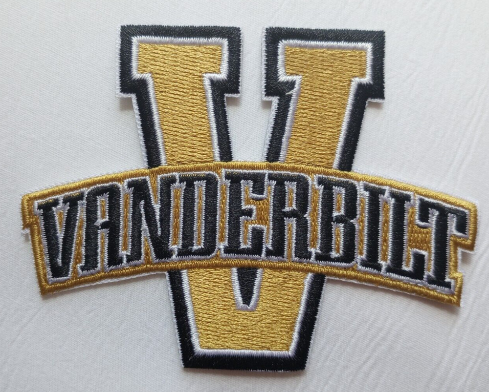 Vanderbilt Commodores~Embroidered PATCH~3 1/2&Prime; x 2 3/4&Prime;~Iron or Sew~NCAA