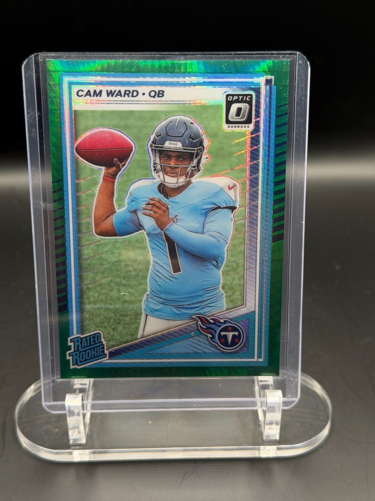 2025 Donruss Optic Rated Rookie RC Cam Ward Titans Green Hyper Prizm
