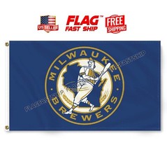 Milwaukee Brewers 3×5 ft Flag Banner MLB Retro Old School NEW FREE Shipping