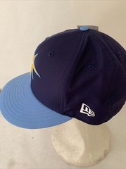 Tampa Bay Rays Size 7 7/8 59FIFTY Fitted Hat Navy/Baby Blue Sunburst MLB New