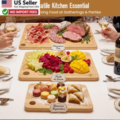 VIVIGU Bamboo Cutting Board Set 3 Piece Juice Groove Wood FROM USA