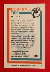 1982 MIAMI DOLPHINS DON SHULA Regional Police Safety Football Card Vtg NFL HOF