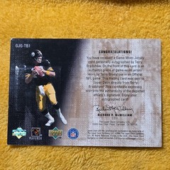 2000 UPPER DECK – TERRY BRADSHAW – GAME-WORN JERSEY GREATS AUTOGRAPH – AUTO /400