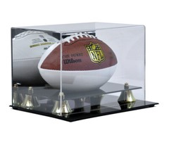 NEW DELUXE MINI FOOTBALL DISPLAY CASE with GOLD RISERS