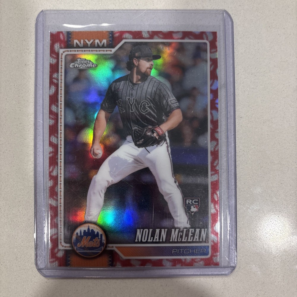 2026 Topps Chrome Nolan McLean RC Baseball Seams Refractor Rookie SP #236 Mets