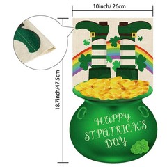 St. Patrick&rsquo;s Day Garden Flag 12.8×18.8&Prime; Green Gold Coin Pot Yard Flag Double-
