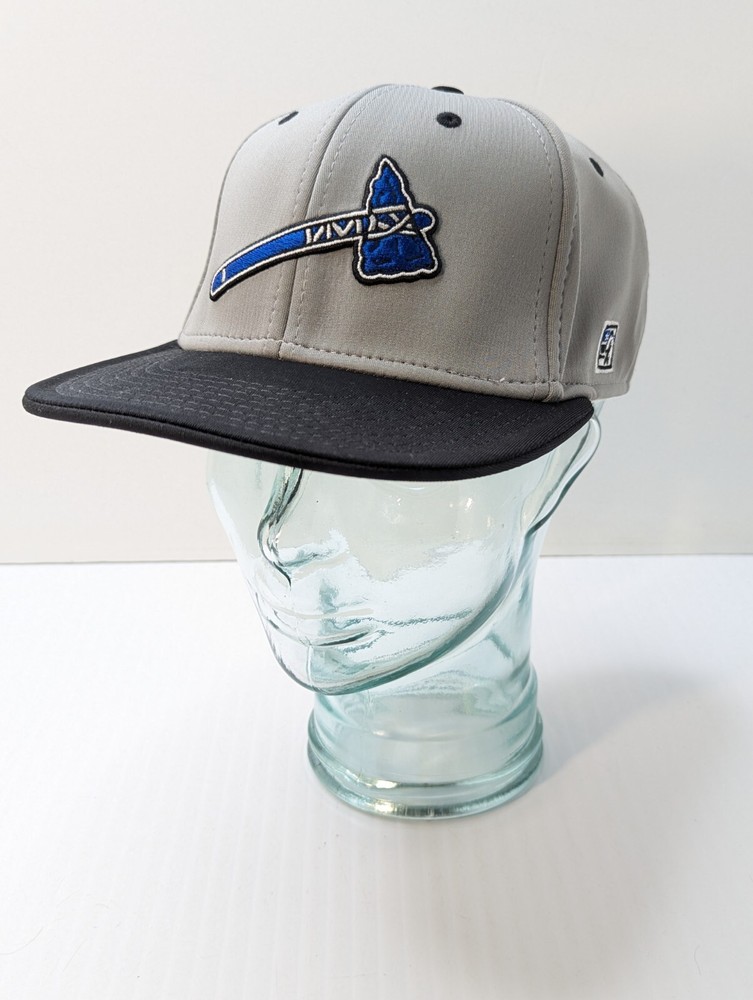 Atlanta Braves Blue Tomahawk Logo Hat Gray Cap Black Brim Size Medium The Game