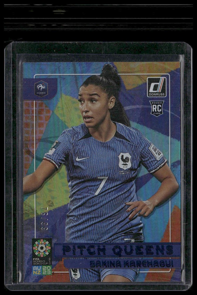 2023 Donruss FIFA Women&rsquo;s World Cup #10 Sakina Karchaoui Pitch Queens Blue #/99