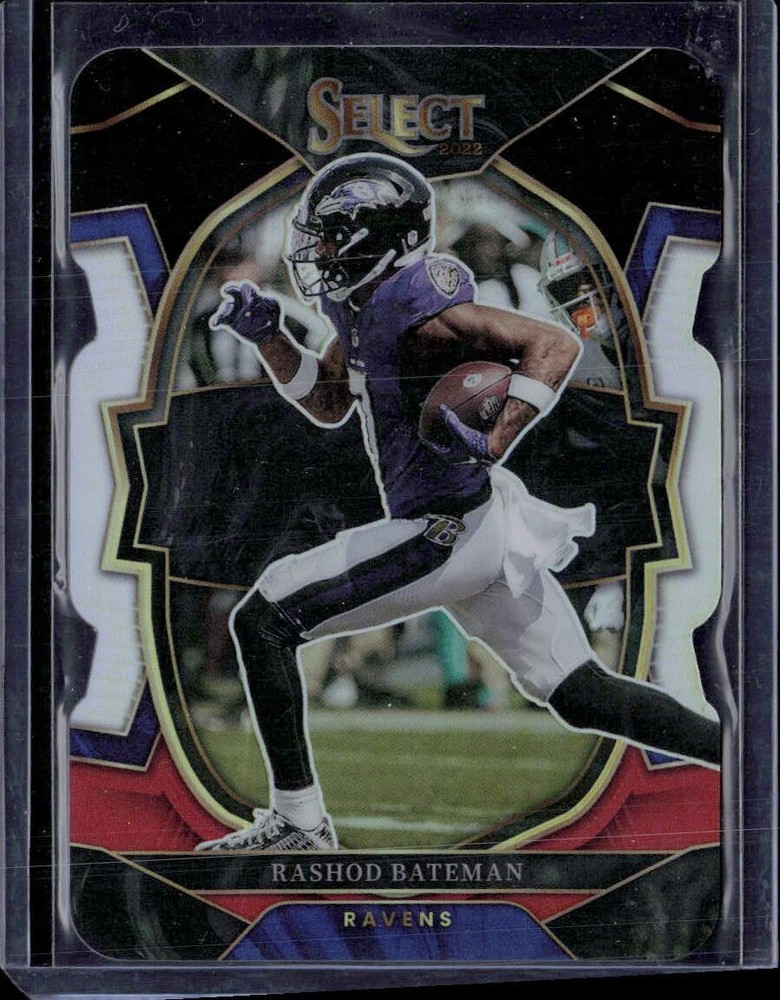 2022 Panini Select #75 Rashod Bateman Black and Green Prizm Die Cut