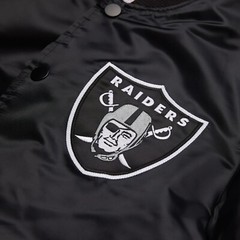 NFL Oakland Raiders Black Varsity Jacket Back Patch Vintage Style Bomber Jacket