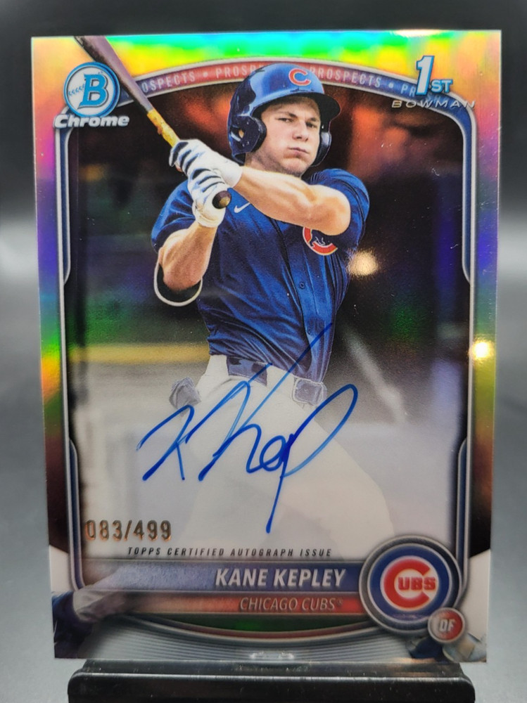 2025 Bowman Draft Kane Kepley Chrome Auto Refractor /499 1st Prospect Cubs Card