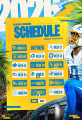 Los Angeles Chargers 2026 Schedule Poster Multiple Sizes Football Season Schedul