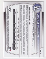 2025 Bowman Draft Sky Blue Border 321/499 Charles Davalan 321/499 Los Angeles