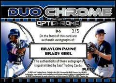 2025 Leaf Optichrome #D-5 Braylon Payne Brady Ebel Duo Auto Purple Lava #/5 G2