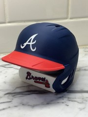 3D Printed Atlanta Braves Baseball Batters Helmet with Display Stand