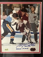 Bob Probert Signed 8×10 Framed Detroit Red Wings Display 24×14.5 COA 3,300 Pims