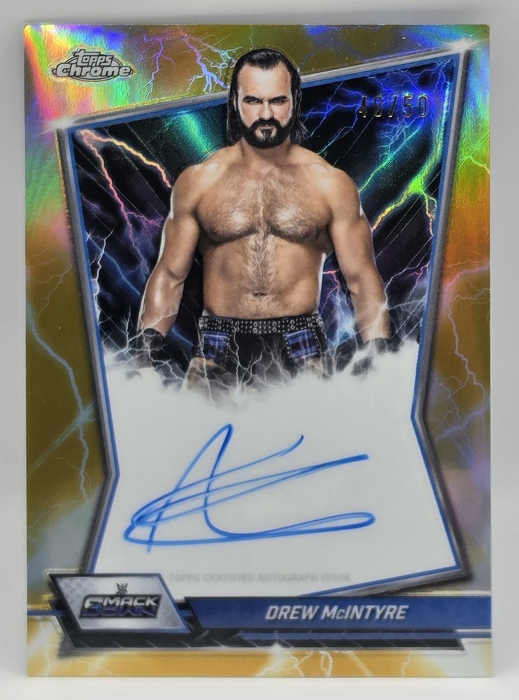 2026 Topps Chrome WWE #BBA-DRE Drew McIntyre Blue Brand Auto Gold Refractor /50