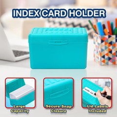 3×5 Index Card Holder Organizer Teal Index Cards and Dividers Included