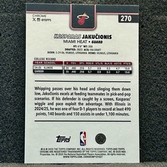 Kasparas Jakucionis Rookie Card Prism Refractor 2025-26 Topps Chrome #270