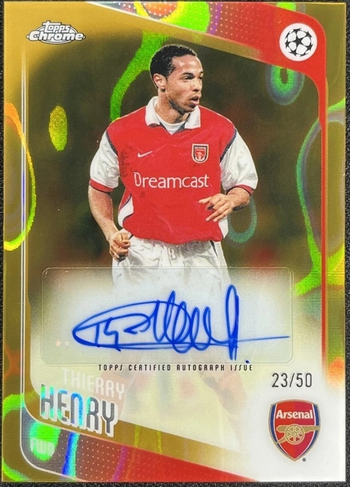 2025-26 Topps Chrome UEFA Thierry Henry #CLA-TH Gold Lava Auto Arsenal /50