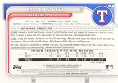 2024 Bowman Chrome Brock Porter /75 1ST BOWMAN ON CARD AUTO YELLOW SP RC #CPA-BP