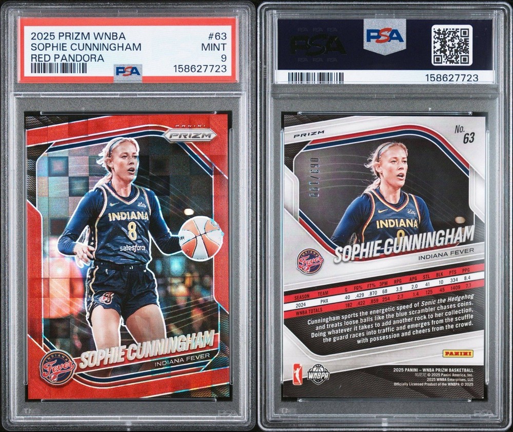 Panini 2025 Prizm WNBA Sophie Cunningham Red Pandora #63 PSA 9 /199