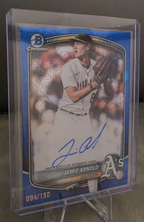 2025 Bowman Draft Jamie Arnold Auto Mojo Blue # 094/150.