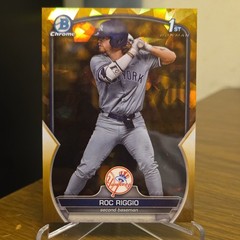 Topps 2023 Bowman Chrome Draft Sapphire Roc Riggio Gold /50 RC Yankees #BDC-30