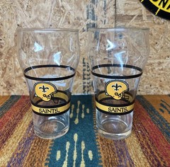 Pair Of 2 Orleans Saints Coca-Cola Soda Glass NFL Football Vintage COKE