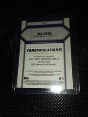2020 Bowman Draft Chrome Draft Night Autographs Zac Veen RC #DNA-ZV /99 Rookie