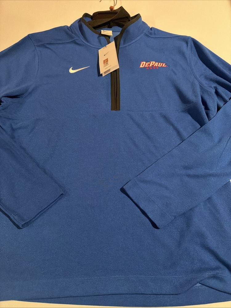 Nike NCAA DePaul Blue Demons Basketball Victory Dri-FIT Half-Zip Pullover Sz XL