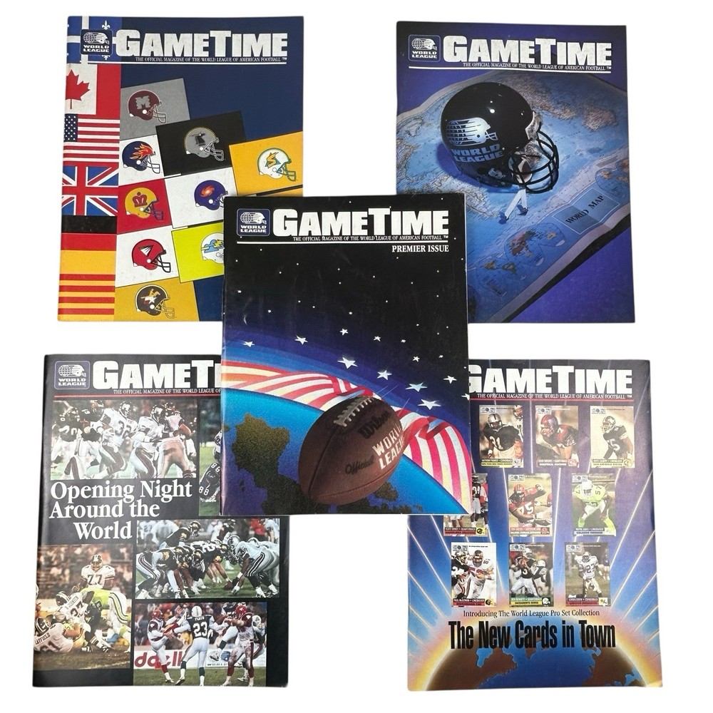 Lot of 5 World League Football Game Time Programs Magazines Premier Issues