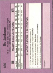 1991 Classic Purple #186 Bo Jackson Chicago White Sox – NM-MT