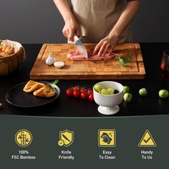Bamboo Cutting Board Non Slip Heavy Duty Over Sink Wooden 16*11 in, Natural