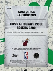 2025-26 Topps Chrome – Kasparas Jakucionis RC Gold Refractor Auto /50 #TAIR-KJ