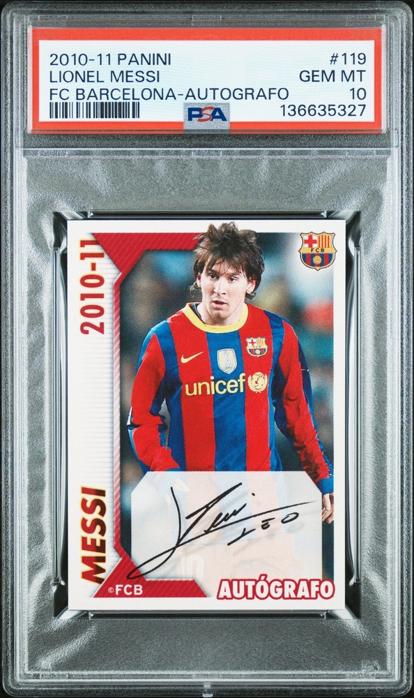 2010-11 PANINI FC BARCELONA AUTOGRAFO #119 LIONEL MESSI PSA 10