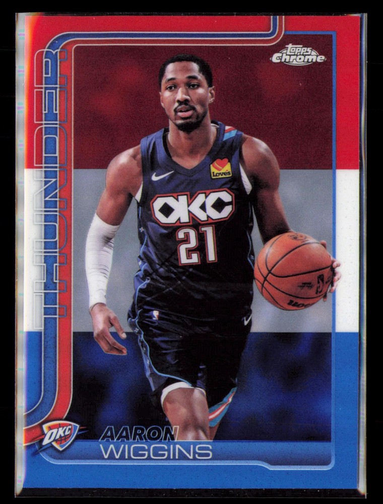 2025-26 Topps Chrome Update #132 Aaron Wiggins Red White and Blue Refractor