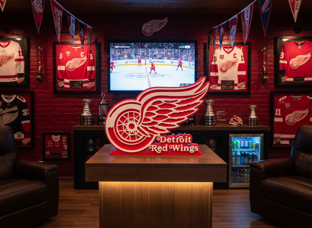 Detroit Red Wings 3D Sign — Man Cave Shelf Desk Display NHL Hockey