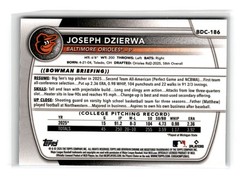 Joseph Dzierwa 2025 Bowman Draft Sapphire 1st #BDC-186 Baltimore Orioles