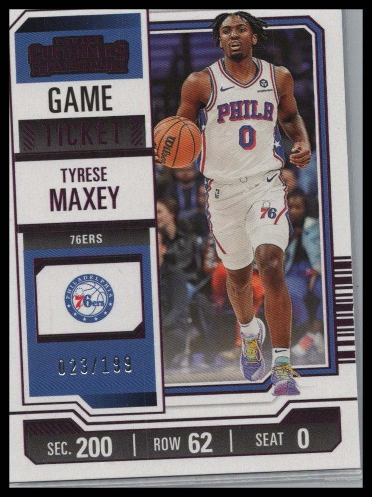 2023-24 Panini Contenders #7 Tyrese Maxey Game Ticket Pink #/199