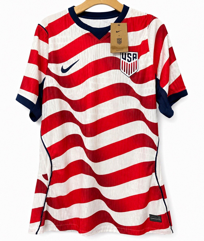 Nike USA Soccer Jersey Short Sleeve Wave Pattern Shirt White Red Navy XXL