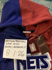 NWT Mitchell & Ness NBA New Jersey Nets Split Hoodie Blue & Red Men B&T Sz 2XLB