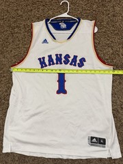 Adidas Kansas Jayhawks #1 Basketball Jersey White Blue Red Men’s XL