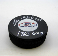 BUZZ SCHNEIDER 1980 USA HOCKEY GOLD MEDAL AUTOGRAPHED PUCK COA FREE SHIPPING!