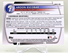 2025 Bowman Draft Chrome – Aroon Escobar #BDC-98 Laser Refractor Phillies