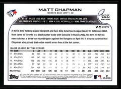 Matt Chapman 2022 Topps Update #US235b Image Variation Toronto Blue Jays