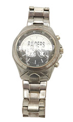 NFL Oakland Raiders Mens Watch Metal Analog Needs Battery Silvertone